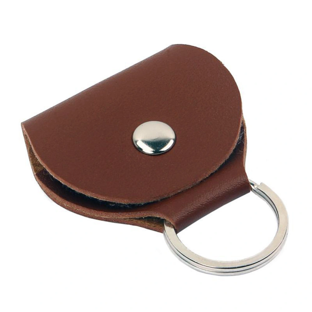 Guitar Pick Holder Case PU Simple Portable Multifunctional Guitar Pick Bag Keychain Gifts Brown