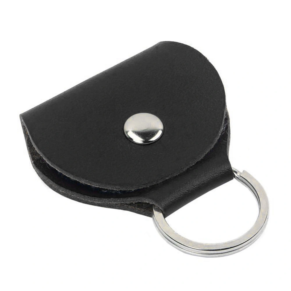 Guitar Pick Holder Case PU Simple Portable Multifunctional Guitar Pick Bag Keychain Gifts Black