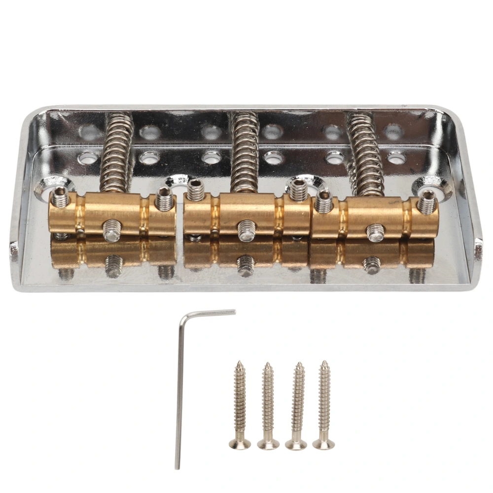 Guitar Bridge Aluminum Alloy High Strength Top Loading String Through Body Saddle Bridge with 3 Brass Saddles