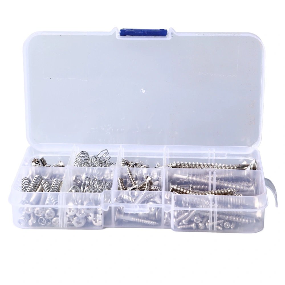 Guitar Screw Kit Bridge Screw Spring Assortment Metal Instrument Accessory for Repair Maintenance Silver