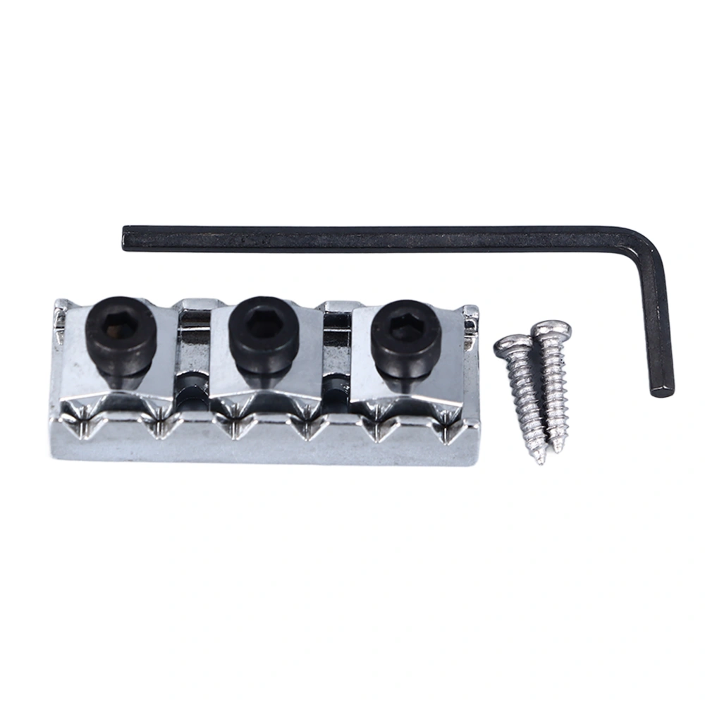 Electric Guitar Nut 42mm Length Metal Guitar String Locking Nut with Screws and Wrench