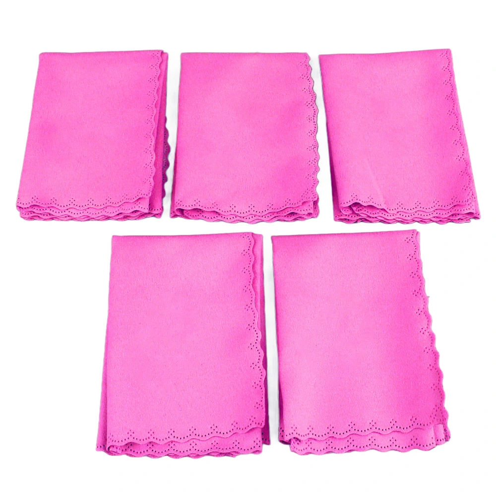 5PCS Piano Cleaning Cloth Musical Instruments Polishing Cleaning Cloth for Guitar Bass Violin Rose Red