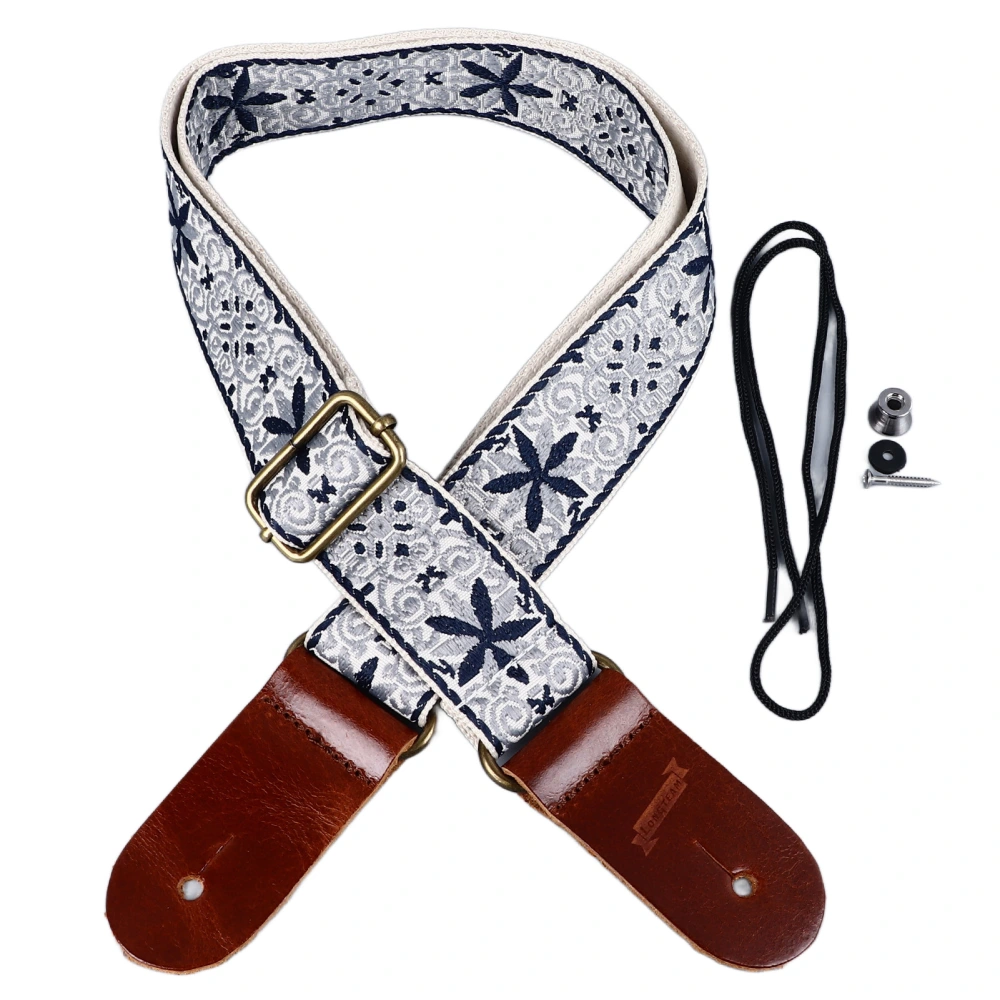 Embroidered Ukulele Strap Ethnic Style Adjustable Length Nylon Leather Comfortable Fit Ukulele Shoulder Strap Style 2