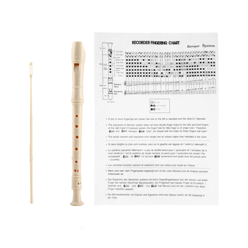 8 Hole Recorder Lightweight Portable Descant Flauta Recorder ABS Clarinet for Students Kids White