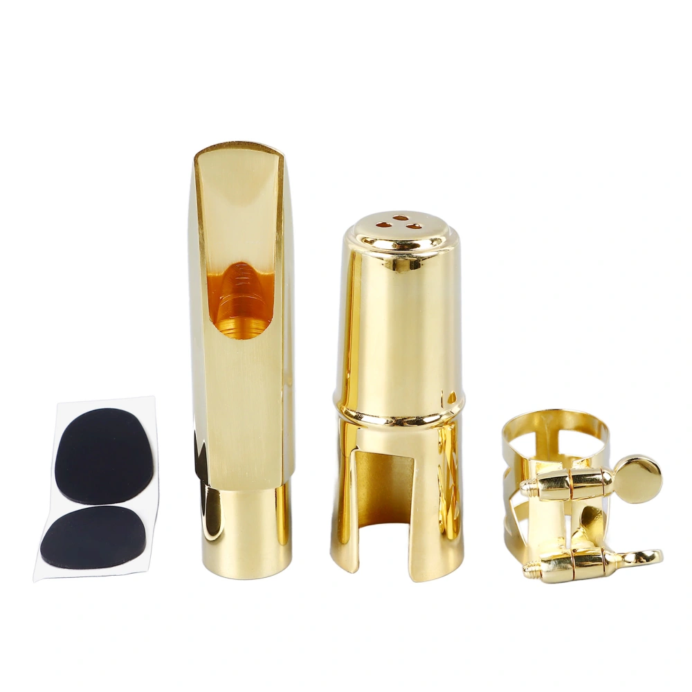 Alto Saxophone Mouthpiece Gold Color Metal Multifunctional Sax Mouthpiece Kit for Practice 5C
