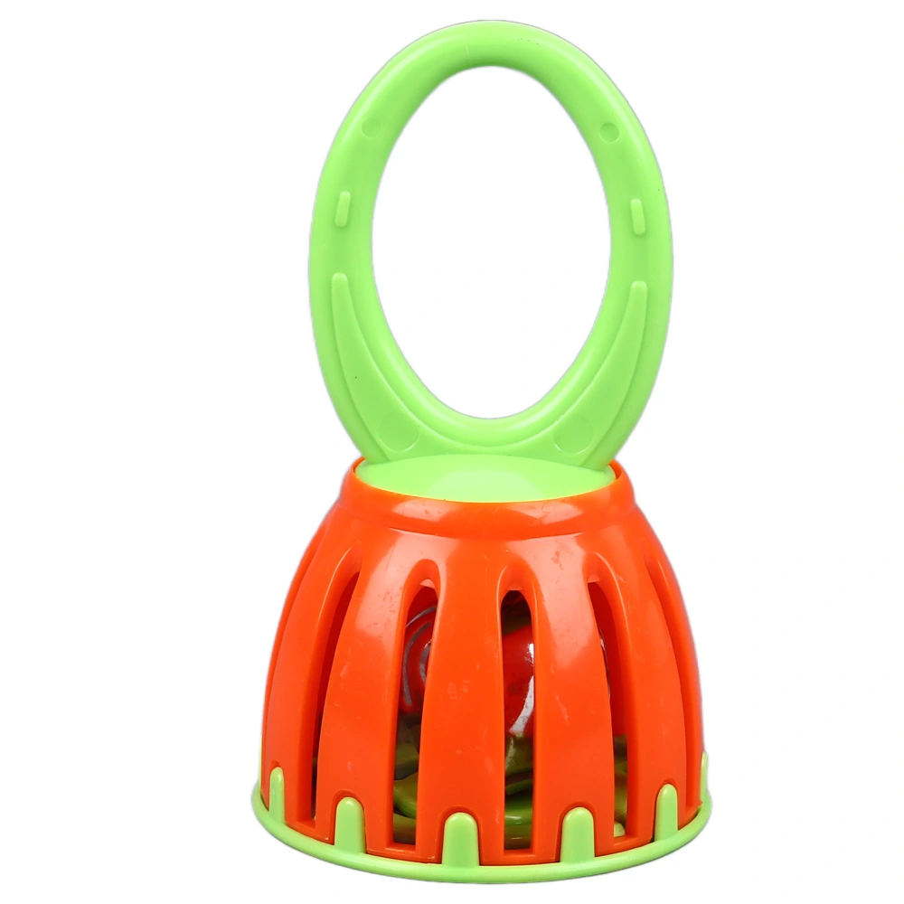 Handled Cage Bell Babies Rattle Orff Plastic Kids Music Percussion Instrument Toy W214 Orange and Green