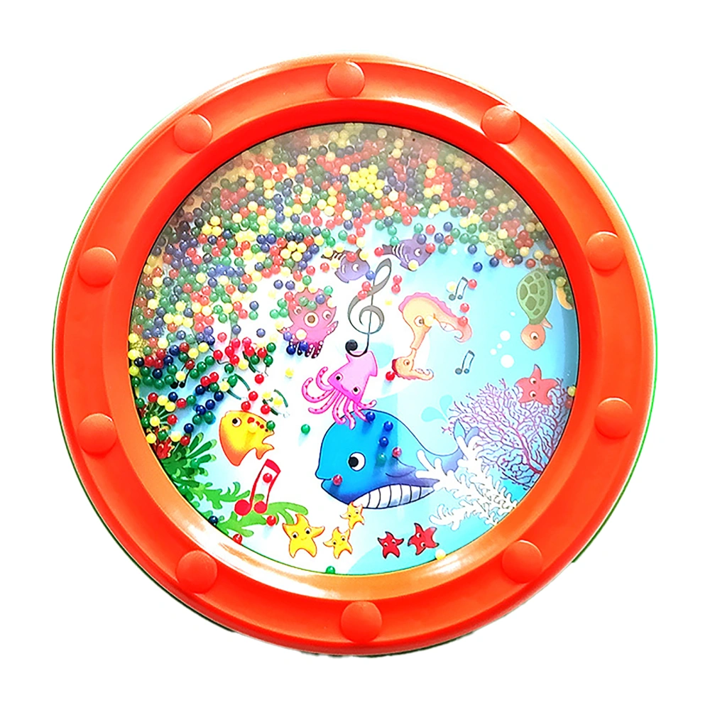 Wave Bead Ocean Drum Plastic Educational Gentle Ocean Sound Drum Percussion for Children Adults 10in Orange