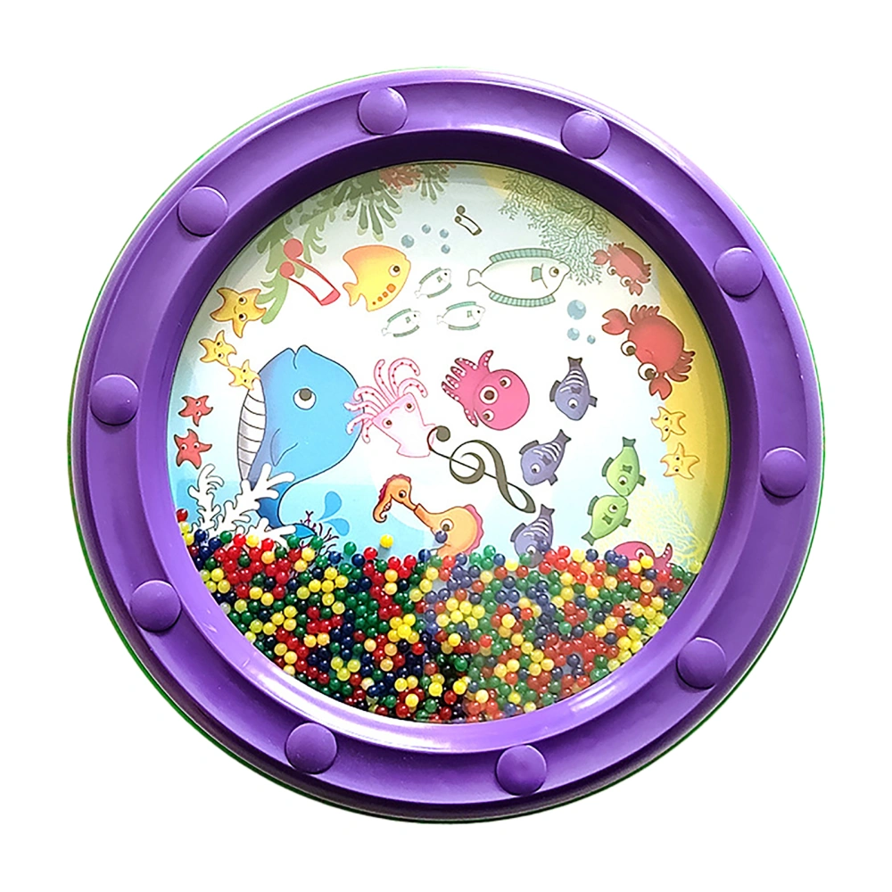 Wave Bead Ocean Drum Plastic Educational Gentle Ocean Sound Drum Percussion for Children Adults 10in Purple
