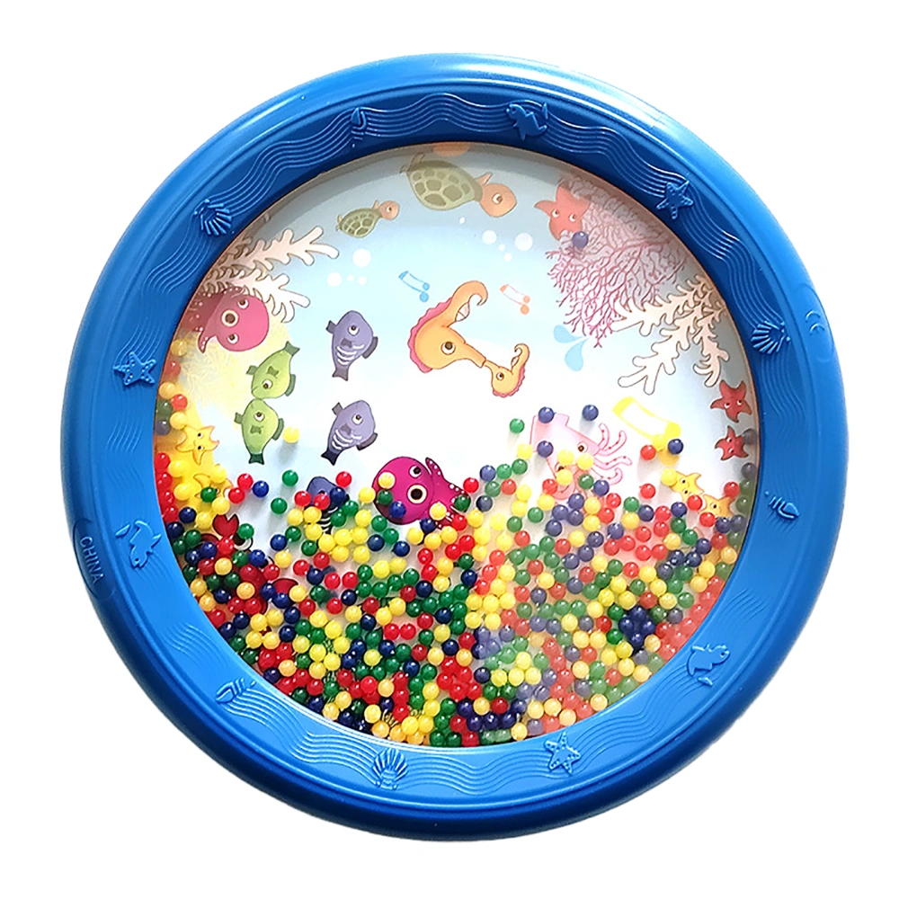 Wave Bead Ocean Drum Plastic Educational Gentle Ocean Sound Drum Percussion for Children Adults 6in Blue Sea Horse Pattern
