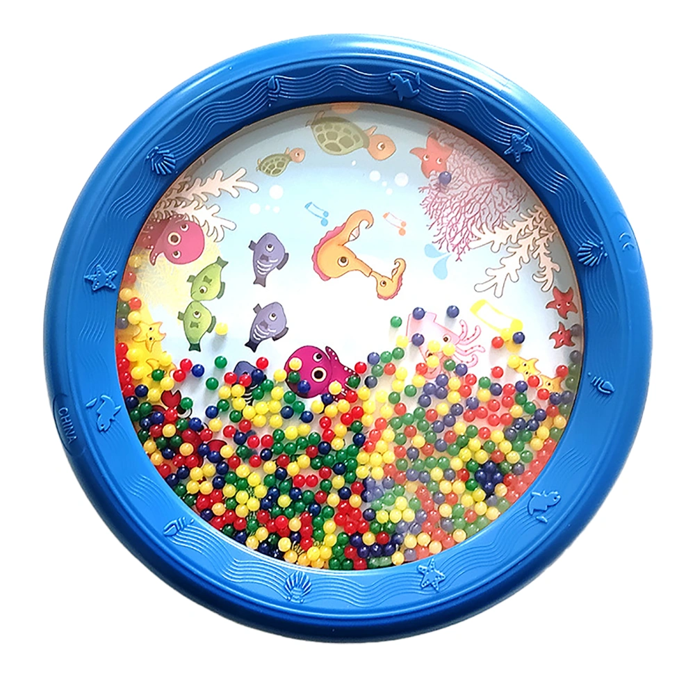 Wave Bead Ocean Drum Plastic Educational Gentle Ocean Sound Drum Percussion for Children Adults 8in Blue Fish Horse Pattern