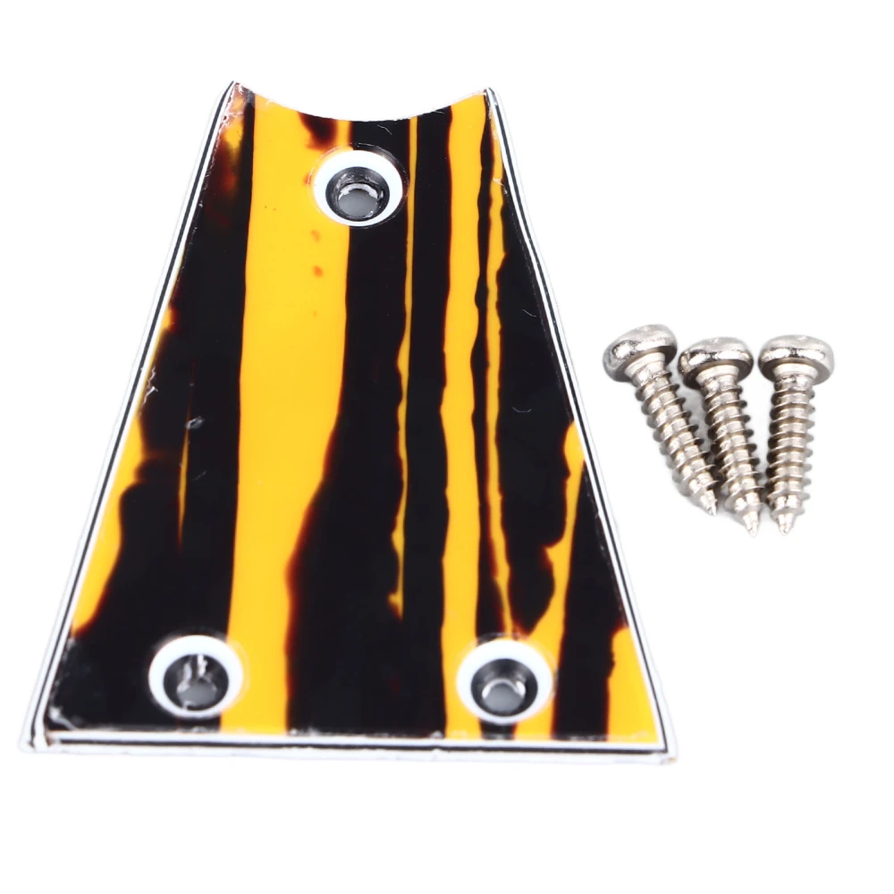 Guitar Truss Rod Cover 3 Hole Triangular Beautiful Pattern Plastic Truss Rod Plate for Replacement GR38 Yellow and Black Stripes