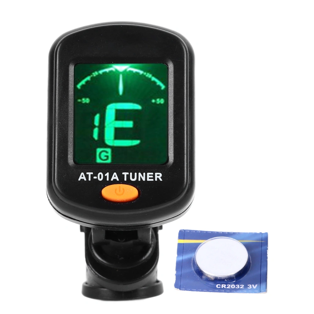 Electronic Tuner Clip On Battery Powered Musical Instrument Tuner for Guitar Bass Ukulele Violin
