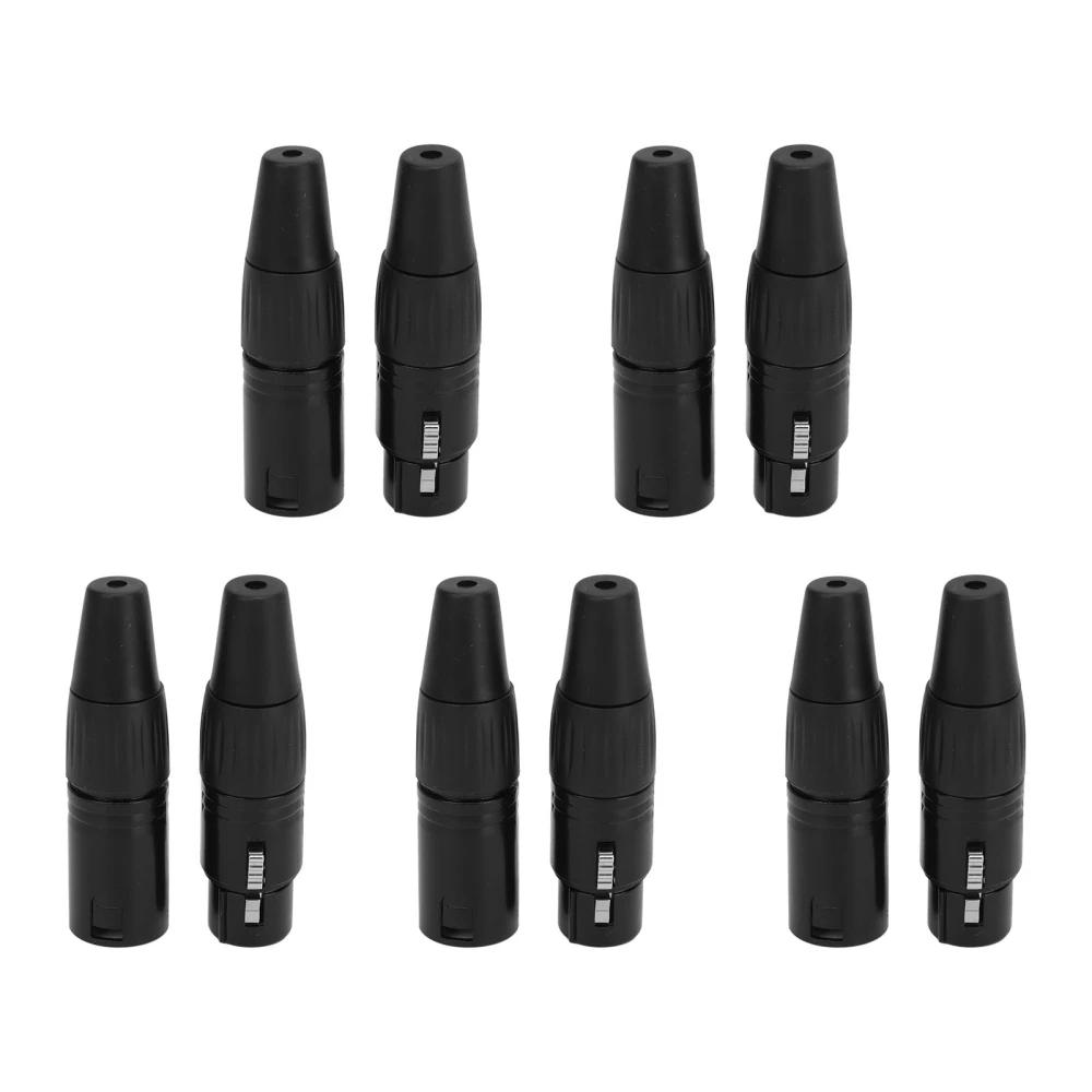 5 Pair XLR Plug 3 Pin Male Female XLR Microphone Audio Cable Connector Gold Plated