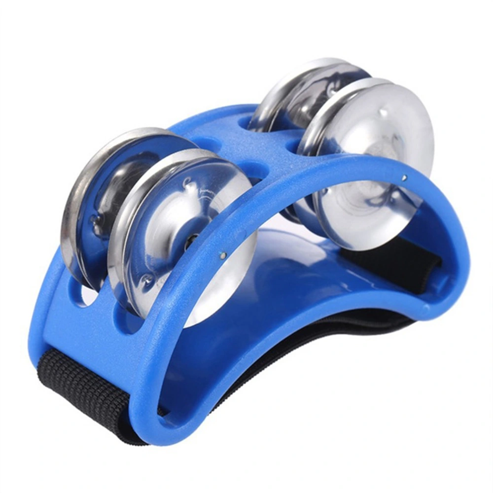 Foot Tambourine Percussion with Jingle Bell Tambourine Musical Percussion Instruments for Guitar Drum Blue