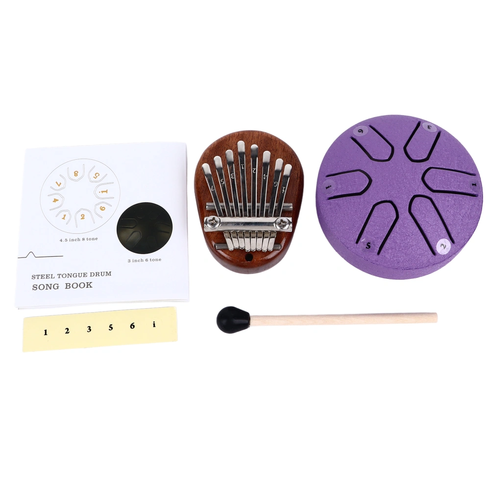 Steel Tongue Drum Kalimba Set Thumb Piano Kit Children Orff Percussion Musical Instrument XB10 Purple