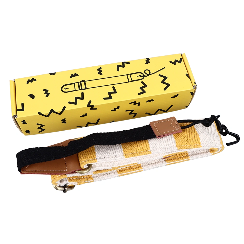 Ukulele Strap Cotton Adjustable Grid Pattern Hole Free Installation Belt for Guitar Bass