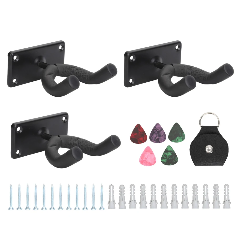 3Pcs Guitar Wall Mount Hanger Hook Bracket Iron Metal Holder for Bass Volin with Accessories