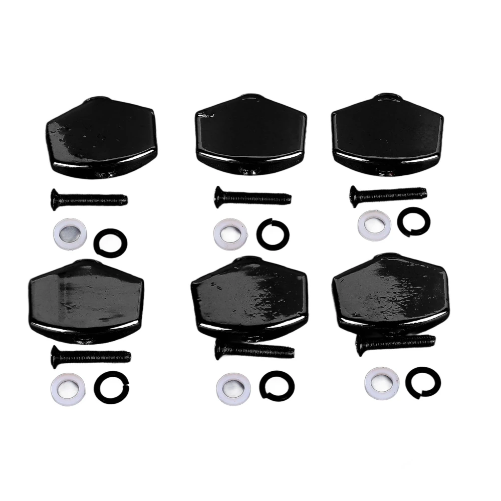 6Pcs Guitar Tuning Peg Buttons Metal Stable Universal Tuner Buttons Replacement for Acoustic Electric Guitar Black