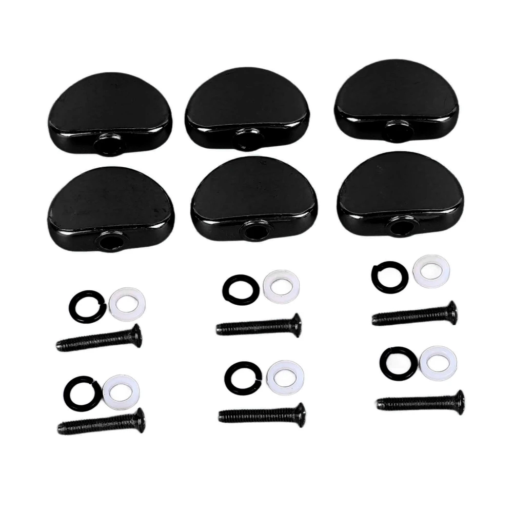 6Pcs Electric Guitar Tuning Peg Key Button Folk Guitar Tuning Peg Handle for Replacement Black