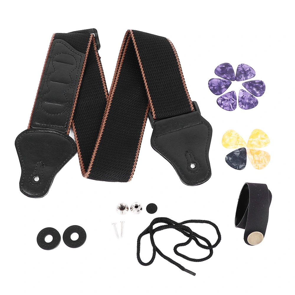 Guitar Strap Adjustable Soft Shoulder Belt Accessory Kit with Pick for Electric Guitar Bass