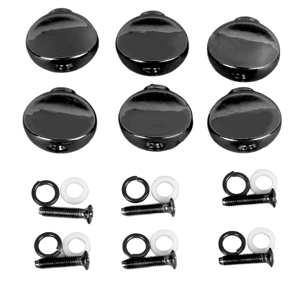 6Pcs Guitar Tuning Peg Buttons Metal Easy to Install Tuner Knobs Replacement for Acoustic Electric Guitar Black