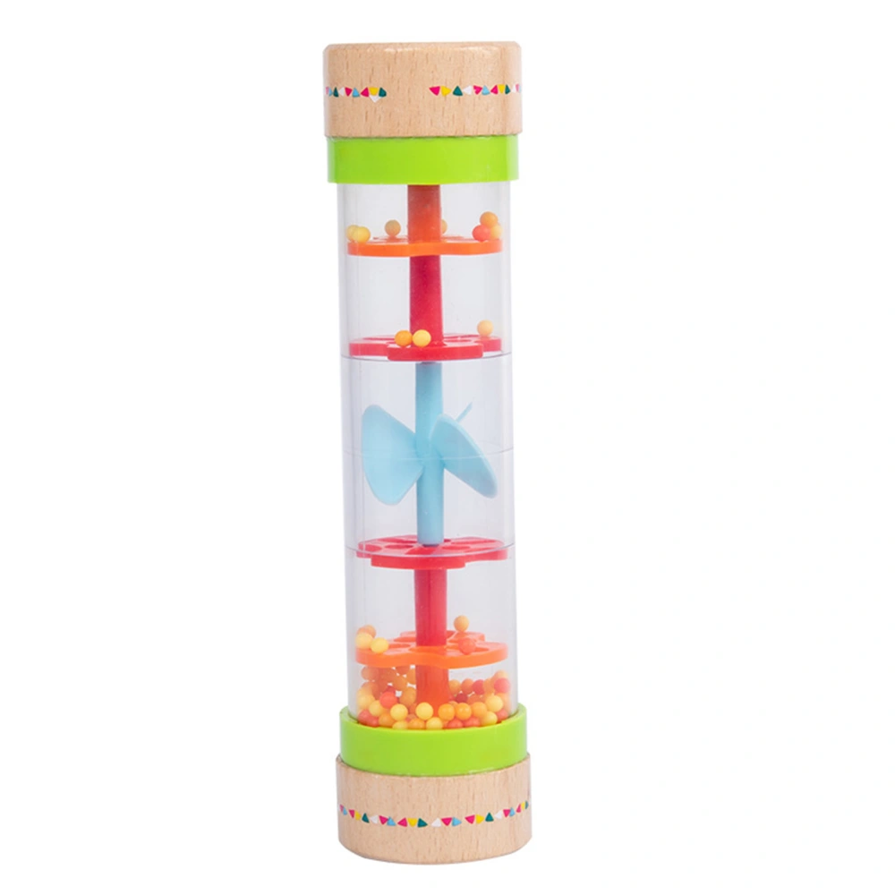 Baby Rainmaker Rain Stick Simulation Wooden Rainbow Rattle Rainmaker Toy Raindrops Musical Instrument Colorful Rain Sound Cylinder