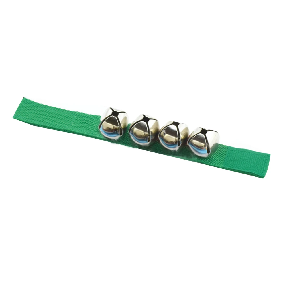 Orff Wrist Band Bell Shaking Jingle Bell Bracelet Adjustable Wrist Ankle Bell Toy for Kids Early Education Dark Green