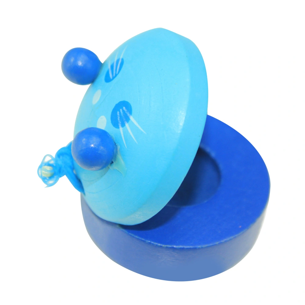 Wooden Finger Castanet Animal Pattern Castanets Musical Instruments Toys For for Baby Early Education Blue