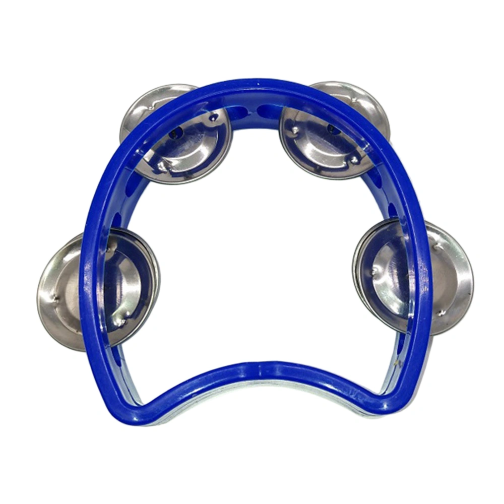 Tambourine Plastic Handheld Percussion 4 Bells Kids Musical Rhythm Instrument for School Party Concert Blue
