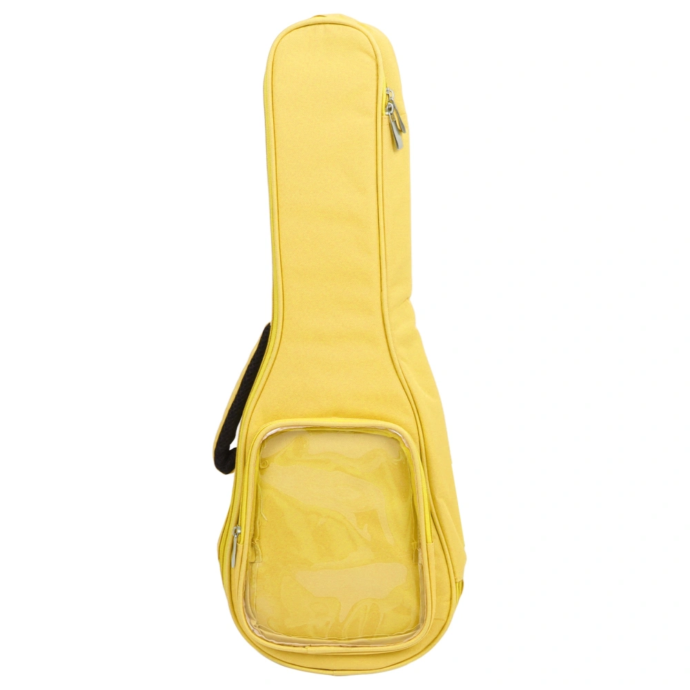 Guitar Bag 23in Ukulele Storage Bag Carrying Bag Oxford Cloth Instrument Backpack with Transparent Pocket Yellow