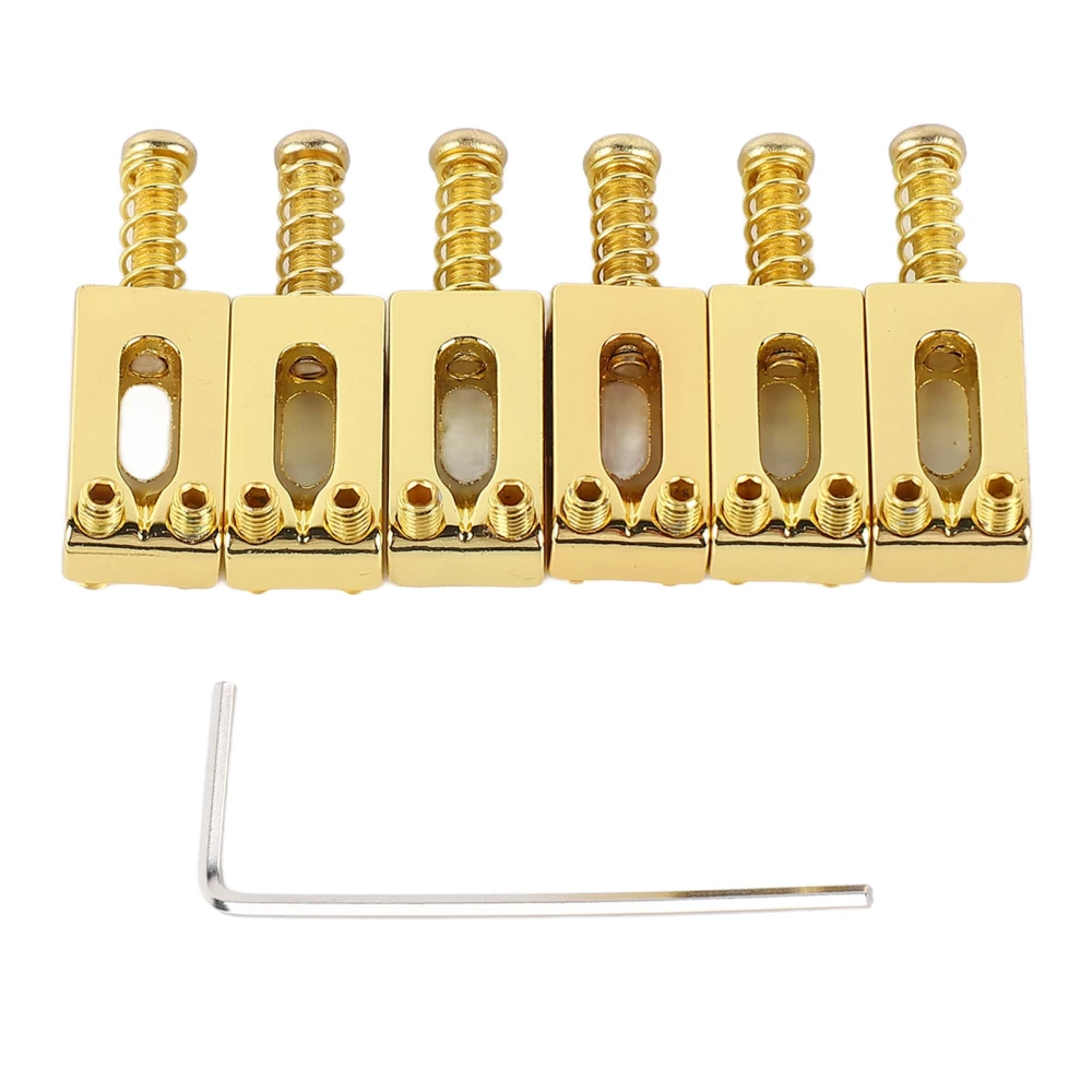 6 Pcs Electric Guitar Bridge Saddle Standard Zinc Alloy Guitar Tremolo Bridge Roller Saddles for Replacement Gold