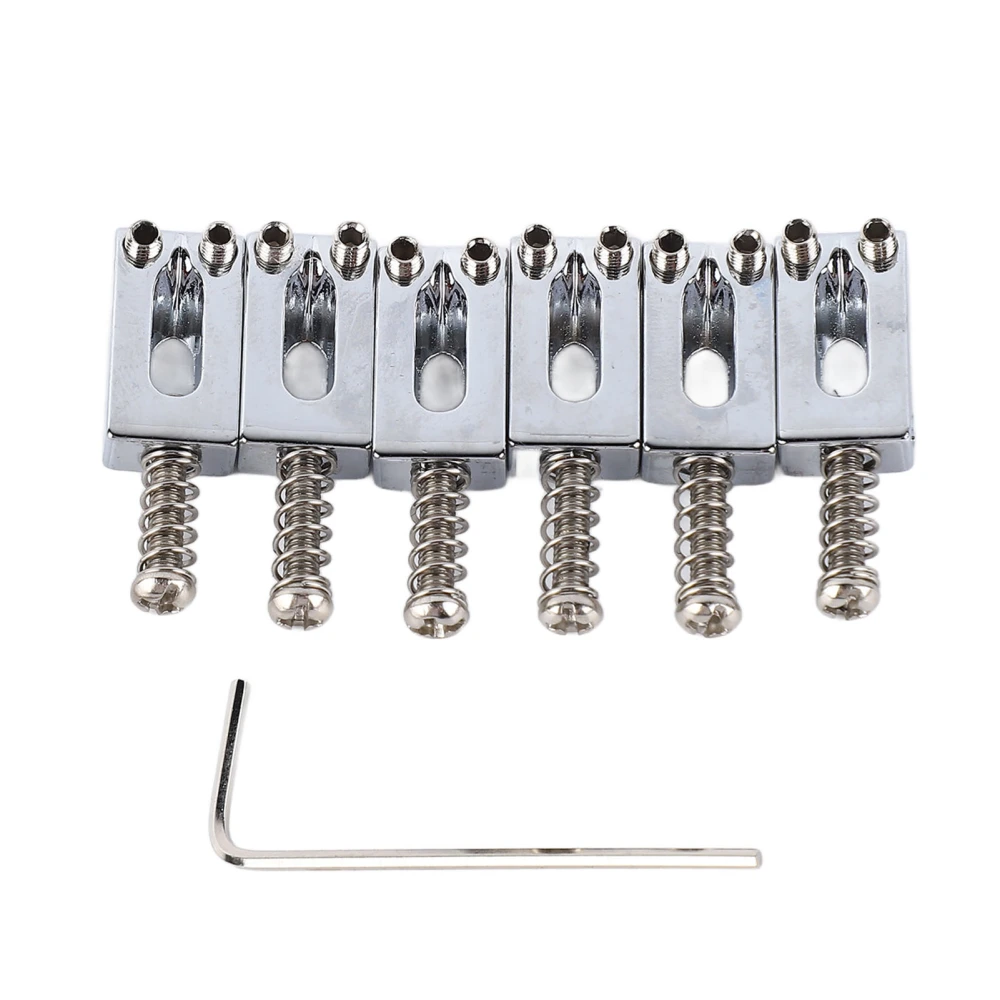 6 Pcs Electric Guitar Bridge Saddle Standard Zinc Alloy Guitar Tremolo Bridge Roller Saddles for Replacement Silver