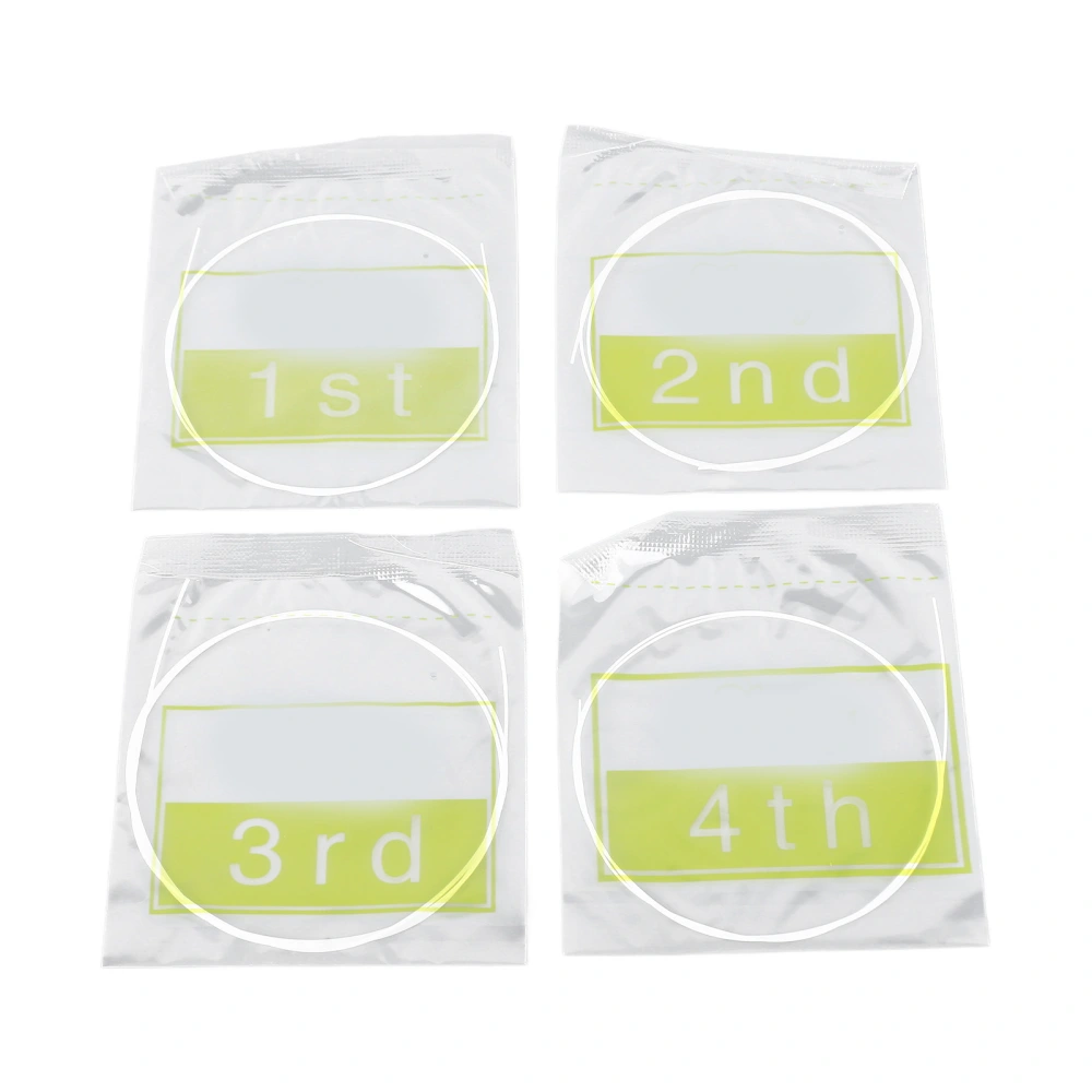 4Pcs Ukulele String Set Nylon Clear Bright Sound Easy Install Instrument String for Repair White