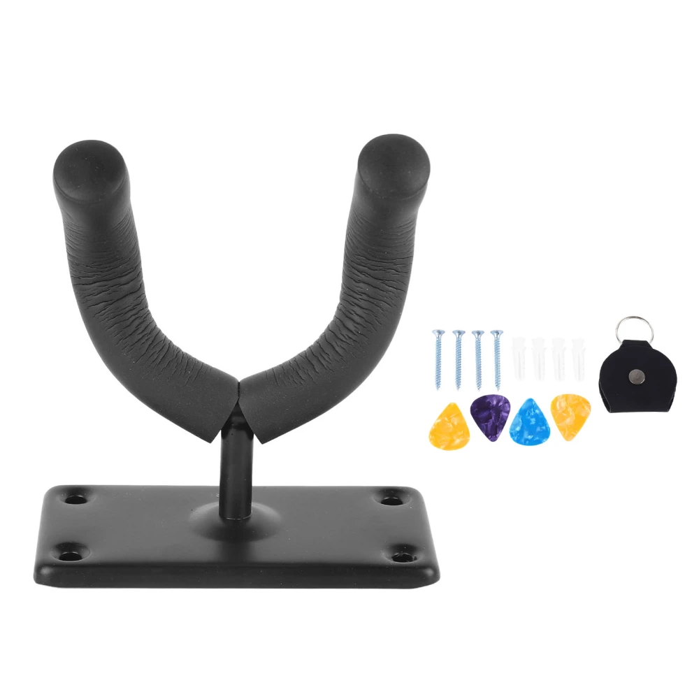 2Pcs Guitar Wall Mount Hanger Hook Bracket Metal Holder Hanger Accessories with 6 Picks