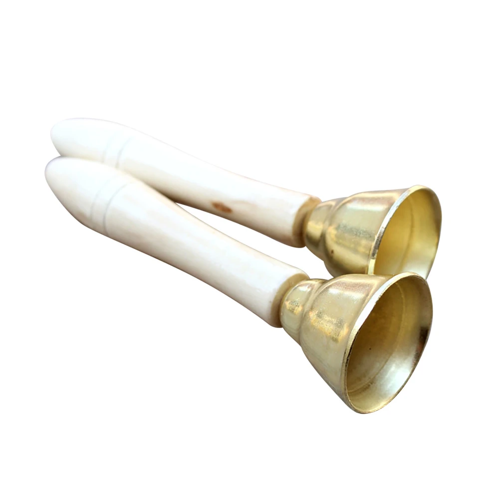 2Pcs Musical Hand Bell Interaction Early Education Safe Rugged Wooden Hand Bell for Boys Girls