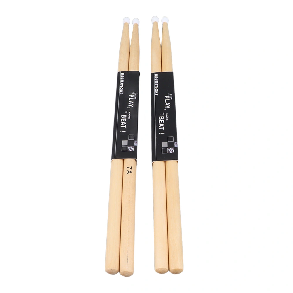 2 Pairs Drum Sticks Maple Wood 7A Nylon Tip Drumsticks Percussion Instrument Accessories