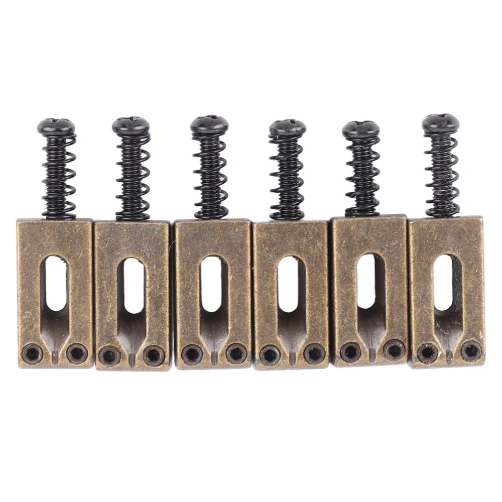 6Pcs Electric Guitar Tremolo Bridge Roller Saddles Adjustable Zinc Alloy Replacement Parts Bronze Straight Spring