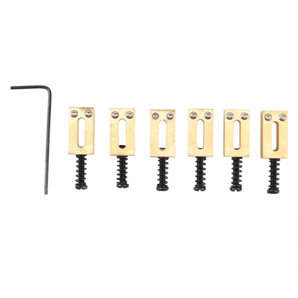 6Pcs Electric Guitar Bridge Saddle Brass 10.5mm Pitch Tremolo String Tuning Screw Saddle Accessory Black