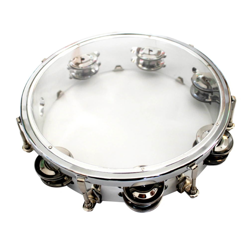 Hand Drummer Clapping Drum Percussion Tambourine Metal Kids Musical Educational Instrument Toy 10in Silver