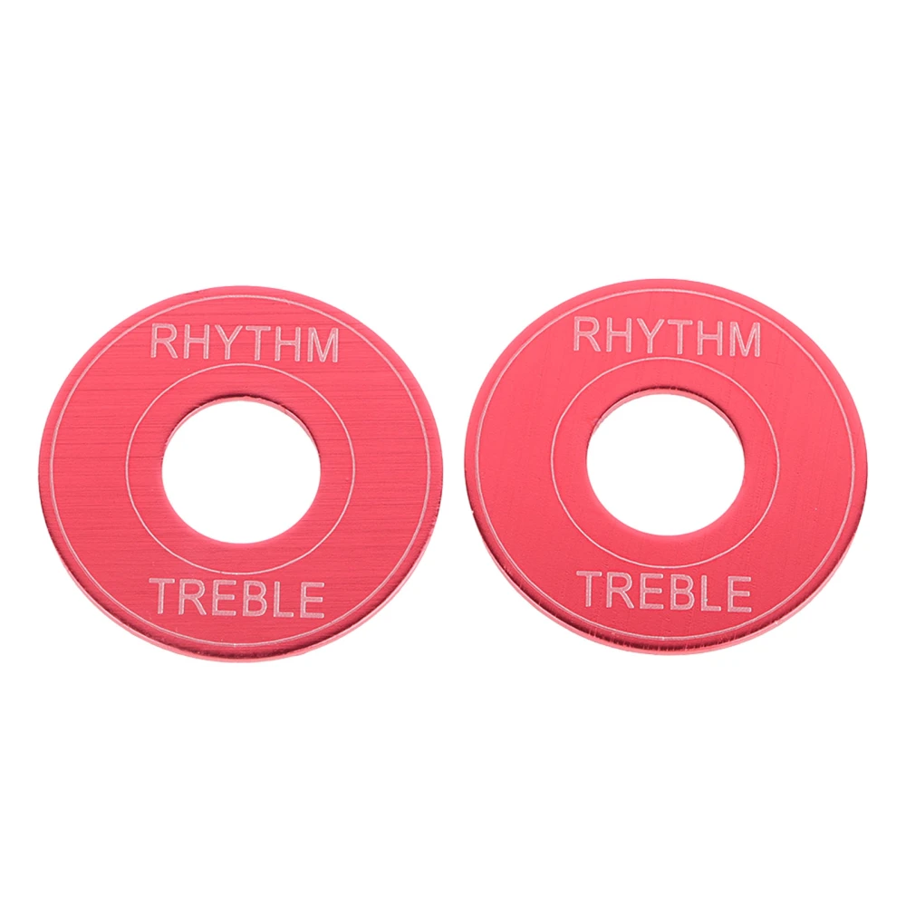 2PCS Electric Guitar Switch Gaskets Three Gear Toggle Switch Indicator Washer Rhythm Treble Ring Plate Red