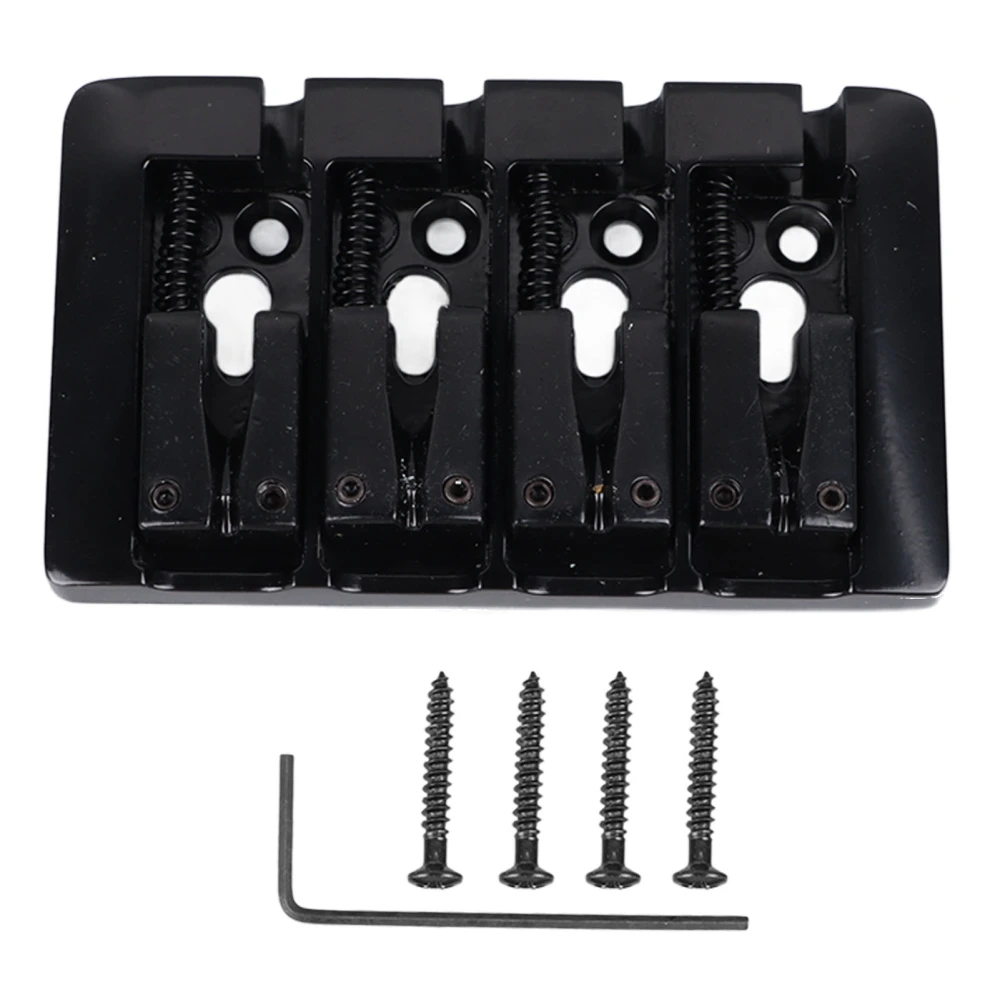 L Shaped Bass Bridge 4 String High Mass Metal Electric Bass Bridge Accessory for Musical Instrument Black