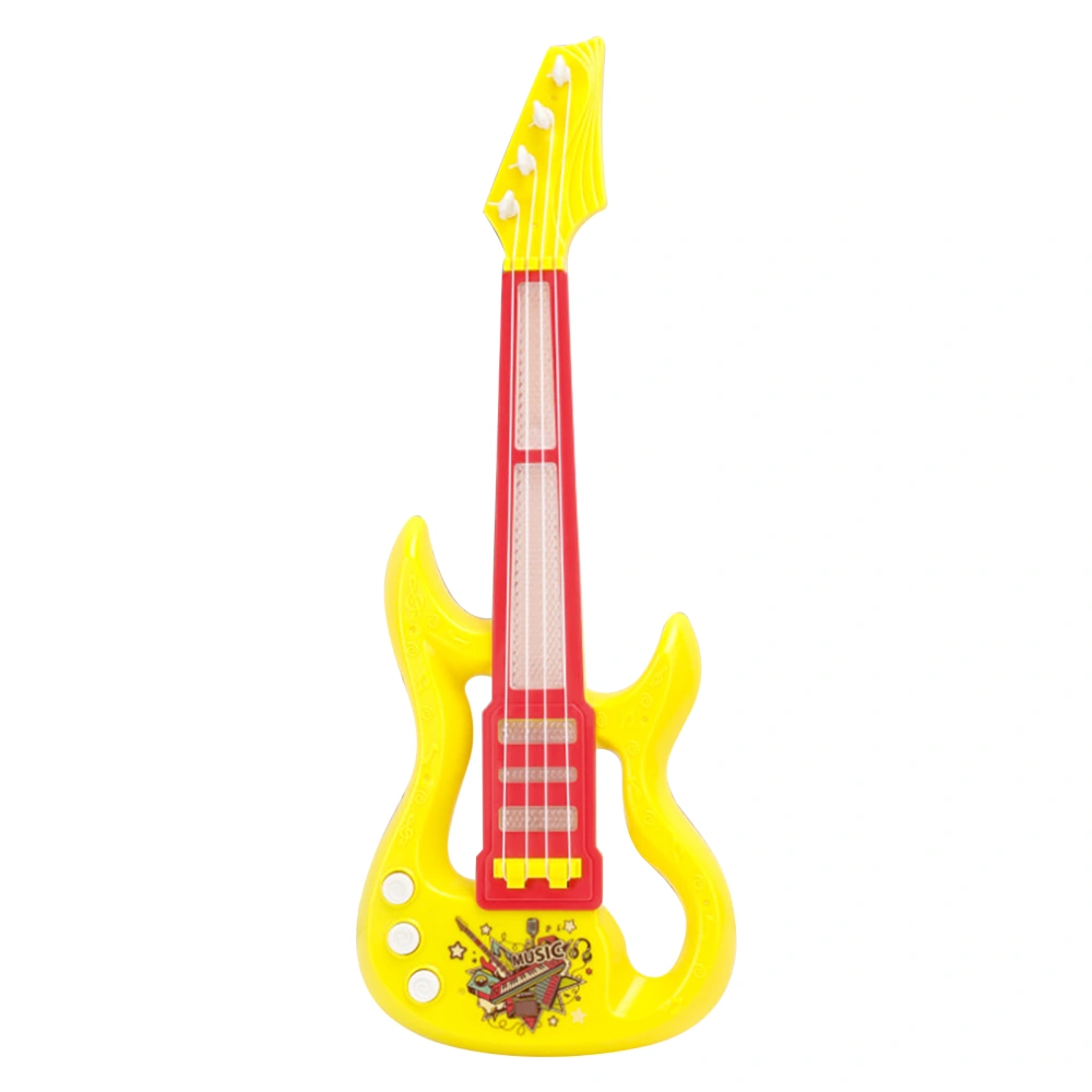 Electric Guitar Toy Multifunctional Folding Kids Guitar Piano Music Education Toy for Children Yellow