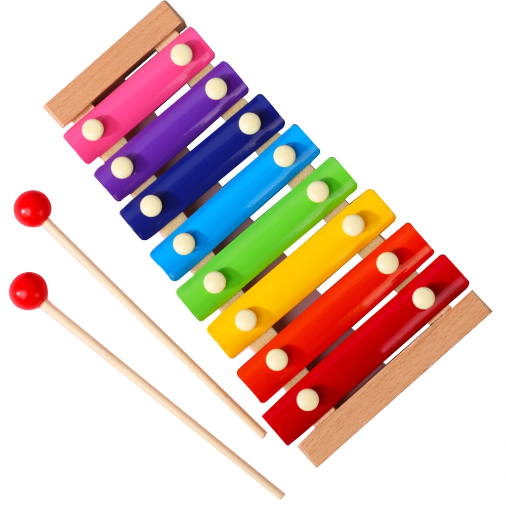 Children Xylophone 8 Tones Colorful Bars Wood Professional Glockenspiel with 2 Mallets Pine Wood