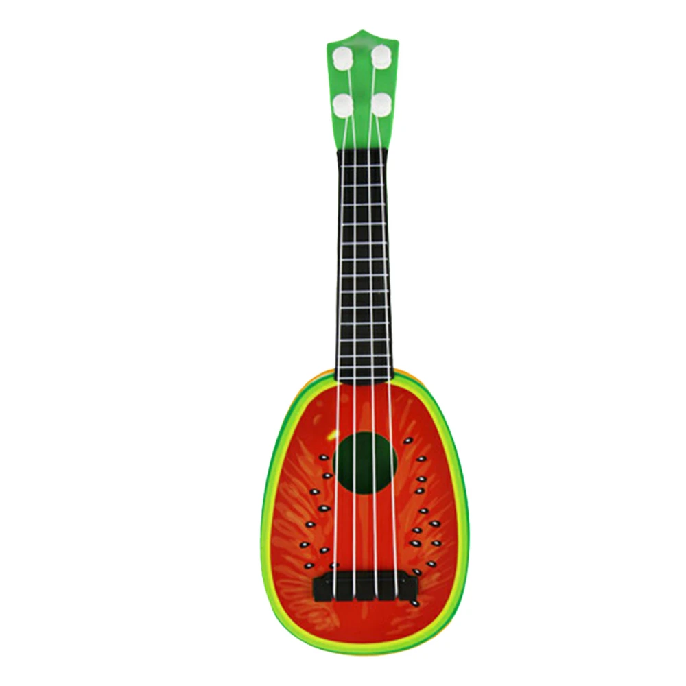 Kids Ukulele Toy 4 Strings Excellent Sound Simulated Guitar Musical Instrument for Beginners Watermelon