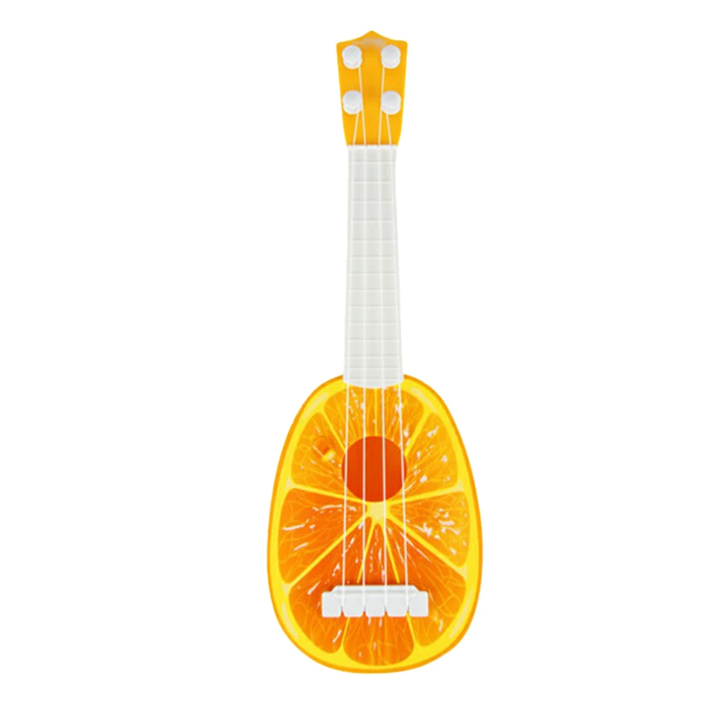 Kids Ukulele Toy 4 Strings Excellent Sound Simulated Guitar Musical Instrument for Beginners Orange