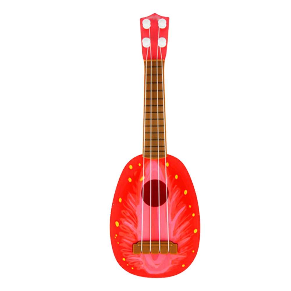 Kids Ukulele Toy 4 Strings Excellent Sound Simulated Guitar Musical Instrument for Beginners Strawberry