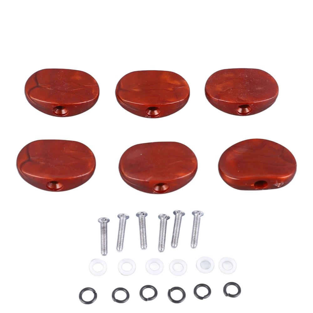 6PCS Guitar Tuning Button Handle Plastic Tuner Peg Knobs Machine Head for Acoustic Electric Guitars Brown