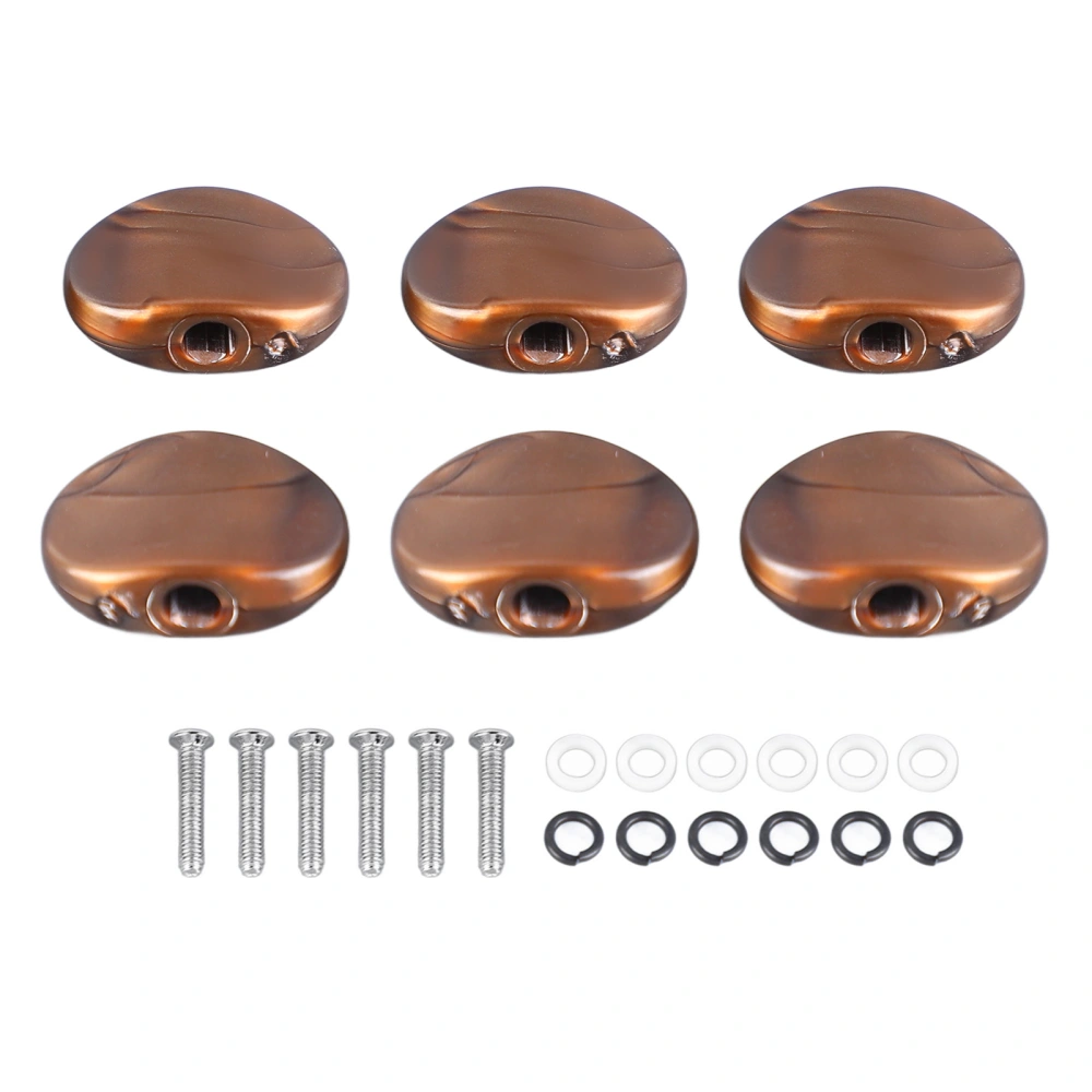 6Pcs Folk Guitar String Button Handle Knob Head Cap Tuner Tuning Peg Buttons Parts Coffee