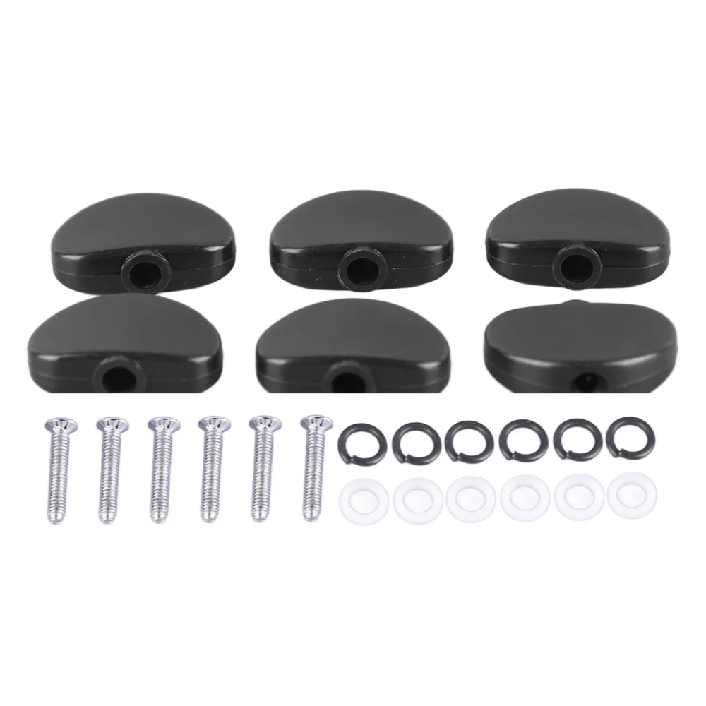 6 Pcs Guitar Machine Head Button Half Round Plastic Comfortable Grip Universal Tuning Peg Replacement Tip Black