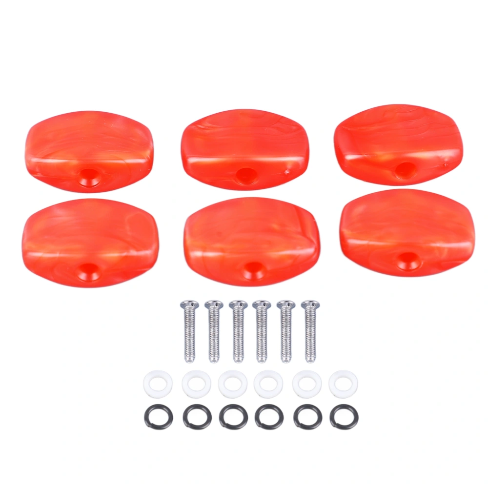 6Pcs Guitar Tuning Peg Buttons Plastic Comfortable Grip Tuner Buttons for Electric Acoustic Guitar Red